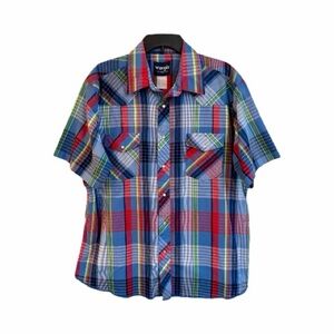WRANGLER WESTERN SHIRTS, MENS VINTAGE, SHORT SLEEVE SHIRT. SIZE XL